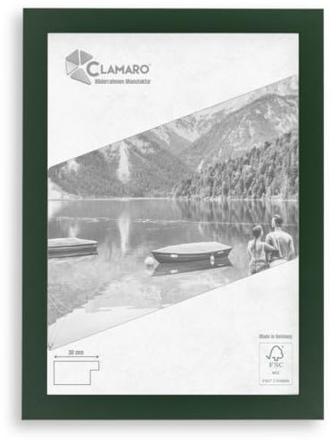 Clamaro 'COLLAGE' cadre photo 30x40 fabriqué à la main sur mesure | Vert foncé | Cadre moderne en MDF, avec verre acrylique, fond et suspension