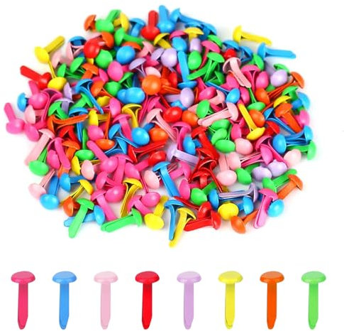 200 Stücke Musterbeutelklammern Rundkopfklammern Mini Bunte Brads Klammern Muster Clip Runde Klammer Aus Metall Mit Rundem Kopf für Scrapbook-Papier und Heimwerkerarbeiten DIY-Kunsthandwerk(Farbe)