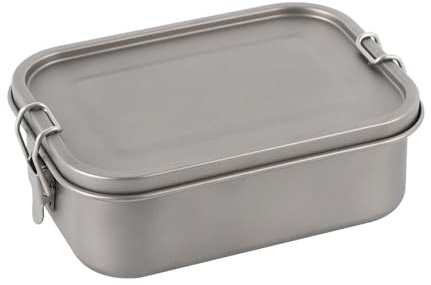 BURLOE Grau, Outdoor Brotdose Aus Reinem Titan, Camping Bento Box Lunchbox Picknick Tragbares Geschirr Premium Wasserdicht Auslaufsicher Mit Abtrennung Und Dichtring