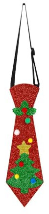 1 corbata de fieltro, corbata de Navidad, corbata con purpurina, corbata con purpurina en polvo, corbata unisex, para Navidad, escenarios, fiestas, festivales, 25 x 7,8 cm, árbol de Navidad rojo
