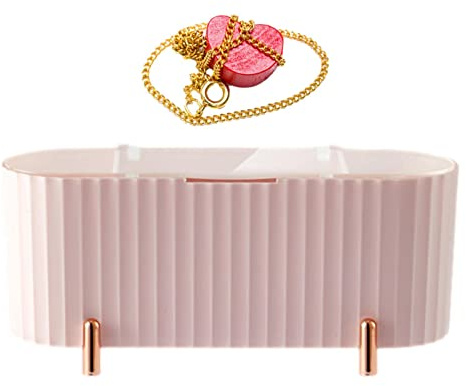 Cosmetic Organizer with Lid, Slim Cosmetic Display Case with Lid, Multifunctional Desktop Stationery Storage Tray with 3 Compartments, Acrylic Skin Care Organizer for Countertop