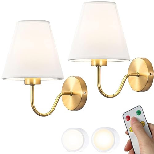 Aplique de pared inalámbrico, luz de madera recargable por USB, juego de 2 luces de pared a batería con control remoto, bombilla LED regulable, lámpara de pared inalámbrica recargable para dormitorio,