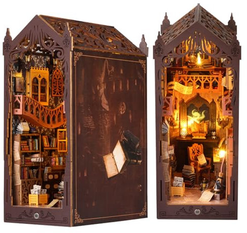 Taimimy DIY Book Nook Kit de Casa de Muñecas en Miniatura Maquetas, DIY Miniature House con Muebles y Luces LED, Decoración del hogar, Regalo para Adultos Cumpleaños Navidad(Biblioteca mágica)