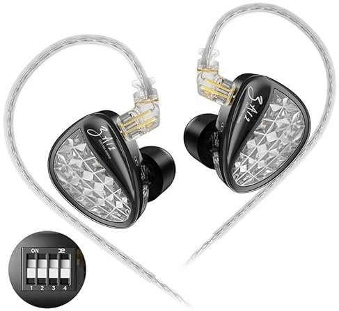 KINBOOFI KZ ZA12 - Cuffie intrauricolari ibride 2DD e 4BA, con interruttore di sintonizzazione a 4 passi, auricolari IEM con bassi potenti, isolamento acustico, auricolari cablati per professionisti