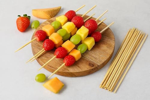 Juego de 1000 pinchos de madera de 20 cm x 3 mm – Palillos largos para carne, frutas, postres, sándwiches, barbacoas y aperitivos – Naturales, resistentes, desechables, ecológicos (1000)