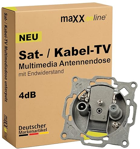 maxx.onLine Sat-Dose & Multimediadose unterputz, Kabelfernsehen TV Dose, unicable/Einkabel tauglich, Antennendose, Kabelanschlussdose, Kabelmodem kompatibel, TV Steckdose, 4dB Enddose
