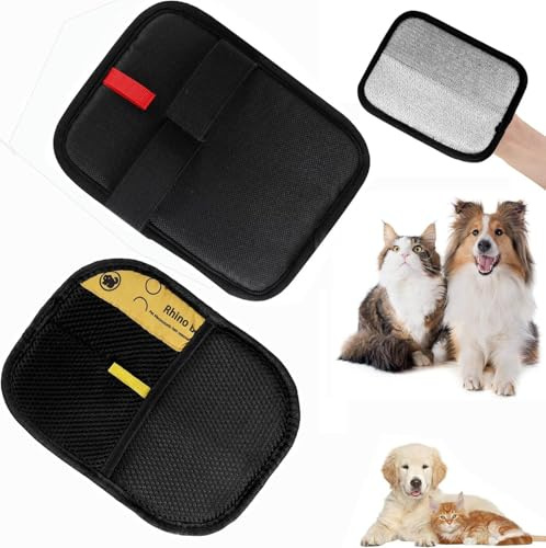 2 Stück Tierhaarentferner Handschuh, Fellmagnet Handschuhe Doppelseitig für Hunde & Katzen, Wiederverwendbare Pet Hair Remover Glove, Tierhaarhandschuhe zum Reinigen von Kleidung Teppichen und Sofas