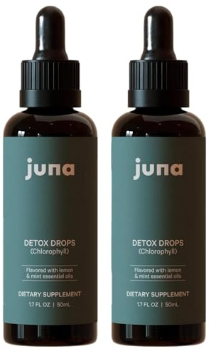 Juna Detox Chlorophyll Drops — Daily Wellness & Detox Support | Lemon Mint Spa Water Taste | Supports Cellular Health, Cleanse, and Internal Freshness | 60mg Chlorophyll per Serving