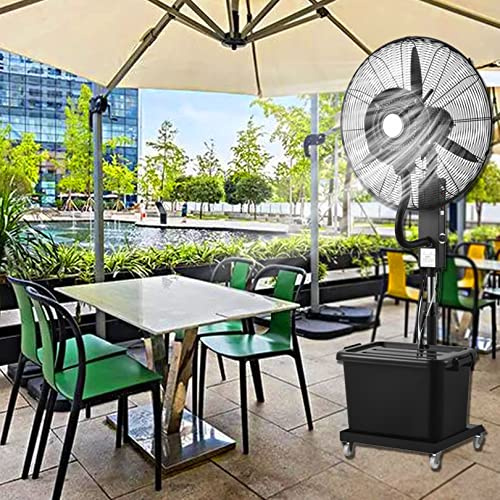 OUKMXSY Ventilador de Pedestal oscilante Comercial para Exteriores con nebulizador, Altura Ajustable, Tanque de 11 galones, 3 velocidades de enfriamiento (81 cm/31,9 Pulgadas)