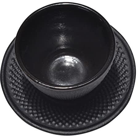 Ciieeo 2 Juegos Taza de Té de Hierro con Platillo Vintage Diseño Compacto y Portátil Resistente la Oxidación para Uso Doméstico y Degustación de Té Kung Fu