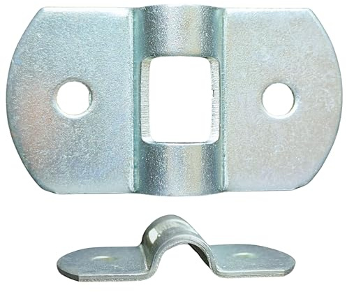 IBRIQO® Grapa/Chapa Puente Galvanizada 25×6 Mm (Ø6) — Sujetacables y Cerradero/Guía Pasador Para Remolque, Portón y Vehículo — Pletina Anclaje Toldos, Lonas, Herrajes Metálicos (25x6 MM, 4, Unidad)