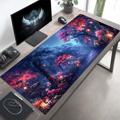Gaming Mauspad 1600x800x3mm Gaming Mousepad XXL Rosa Himmel Mauspad Schreibtischauflage, Genähte Kanten Mausmat, rutschfeste Gummibasis, Schreibtisch Schutz für Home Büro, Geschenke PjY4660 N-2