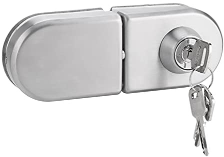 Aramox Serrure de Porte en Verre en Acier Inoxydable, Serrure de sécurité Antivol sans Perçage pour Portes en Verre de 10 Mm à 12 Mm avec Clés, Design Moderne pour la Maison, l'hôtel, la Salle de