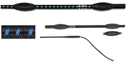 JA Horse JA0002 Fleck FELDMANN Balance Dressurgerte – Zweifarbige Bicolor Reitgerte mit rutschfestem Griff und flexiblem Nylongespinst (53- schwarz-Azur, 130 cm)