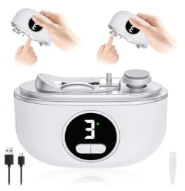 Tagliaunghie Elettrico, 3 in 1 Tagliaunghie Automatico con LED e Doppia Lama Intercambiabile, 3 Velocità Regolabile Taglia Unghie Neonato Tagliaunghie Ricaricabile Portatile per Neonati Adulti Anziani