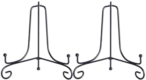 DECOMELODY Supporto Portafoto in Ferro Nero Minimalista, Cavalletto Robusto per Piatti e Cornici, 2 Pezzi, per Esposizione in Cucina o Casa