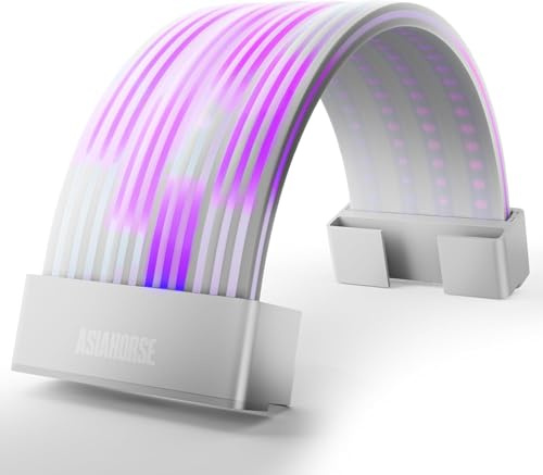 AsiaHorse Auroralearn-V2 ARGB Netzteil-Kabelabdeckung für 3×8-Pin (6+2) PCIe GPU-Stromkabel – Weiß, 108 LEDs, Smart Color Learning, 60 FPS Sync, Premium Silikon, SATA-Stromversorgung