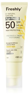 Freshly | Fotoprotector Antiarrugas Natural SPF 50+ | Crema Solar Facial Mineral | 50 ml | con Filtros Minerales y Activos Antioxidantes