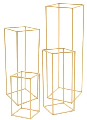 aefxNika Blumenständer Set 4‐teilig gold – 40/60/80/100 cm Deko-Ständer für Hochzeit, Party & Wohnzimmer, abnehmbare Stahlständer, Tragkraft 10 kg – inkl. Hammer & Montagezubehör