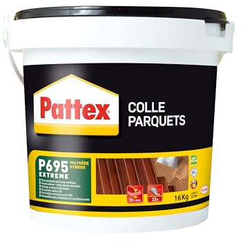 PATTEX Parquet P685 - Polymerkleber für alle Arten von Parkett und Klingenlänge, geeignet für beheizte Böden, sorgt für eine starke und dauerhafte elastische Verklebung - 16 kg Eimer