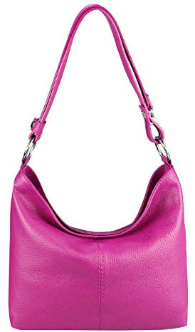 OBC Italy Echt Leder Damen Tasche Shopper CrossOver Hobo-Bags Schultertasche Hobo-Bag Umhängetasche Handtasche Henkeltasche Ledertasche Damentasche (Pink)