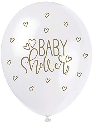 Gold Baby Shower Latex Balloons (30cm) Pack of 5 - Charming Decor for Celebration