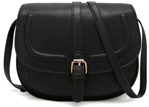 Damen PU Leder Schultertasche Kleine Umhängetasche Retro Schwarz
