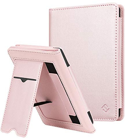 FINTIE Hülle kompatibel für Tolino Shine 3 2018 / Kobo Clara HD/Kobo Nia - Kickstand Schutzhülle mit Kartenfach Handschlaufe und Auto Sleep/Wake Funktion, Roségold