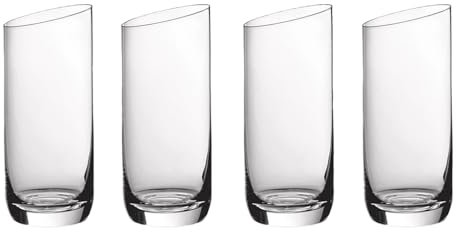 Villeroy & Boch Newmoon Servizio Bicchieri Bicchiere da Long Drink Eleganti e Contemporanee, Cristallo, Lavabili In Lavastoviglie, Trasparente, 4 Pezzi