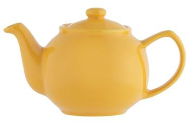 Price & Kensington Théière anglaise pour 6 tasses, en faïence de qualité supérieure, jaune moutarde brillant, passe au micro-ondes et au lave-vaisselle, théière vintage