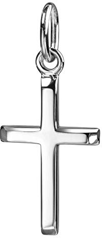 Anhänger-Kreuz mit Panzerkette für Damen, Herren und Kinder mit abgeflachten Kanten als Gold-Kreuz Ketten-Anhänger + Schmuck-Etui