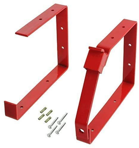 Spares2go Universal Lockable Wall Ladder Double & Triple Section Storage Rack Brackets (Red)