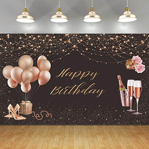 Alles Gute zum Geburtstag Banner für Frauen & Mädchen - Pink & Rose Gold - 16., 18., 30., 40., 50., 60. & 70. Geburtstag - Photo Booth Hintergrund