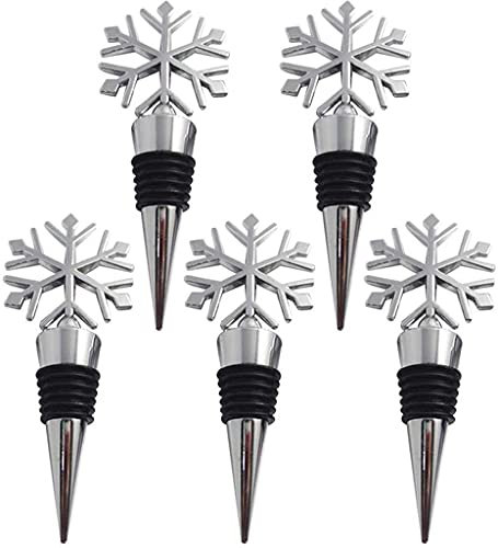 llxyzrzbhd Sektverschluss Hebel Weinverschluss 5 Stück Metall Weihnachten Schneeflocke Flaschenverschluss Weinaufbewahrungskappe Stecker wiederverwendbar vakuumversiegelt 929
