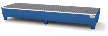 Auffangwanne classic-line aus Stahl für 4 Fässer, lackiert, unterfahrbar, m. Gitterrost,816x2470x355