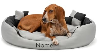 lionto Hundebett 4-in-1, 85 x 70 cm, Schwarz, personalisiert
