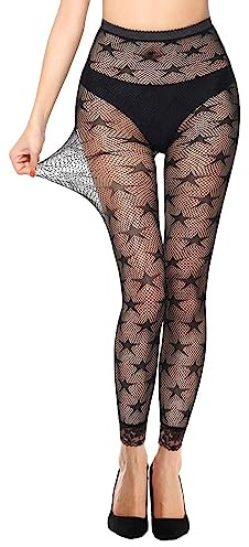 Simply Joshimo Collants résille à motifs noirs pour femme sans pieds | Collant tendance sans orteils, Taille unique