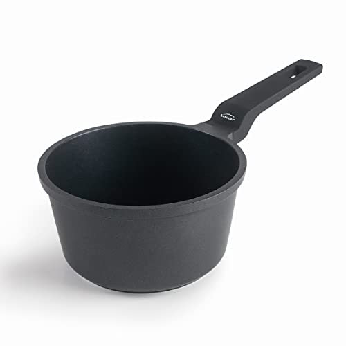 Lacor - 25164 - Mini casseruola in alluminio 100% senza PFOA, antiaderente doppio strato, adatto per induzione, impugnatura ergonomica, Ø 14 x 8cm, nero