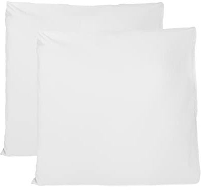 Par de Fundas de Almohada 100% algodón Puro 60x60 cm, Juego de 2 Camas Cojines Telas, Cierre de Bolsas, Color sólido, tamaño estándar con - Blanco