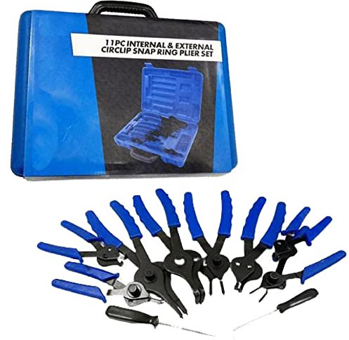 Dapetz ® 11pc Mechanics Internal & External Circlip Plier Tool Set Snap Ring Pliers Engineering Mechanics with Durable Springs and Soft Handles, Supplied with Protective Storage Case