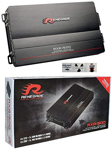 KIT SET PER RENEGADE RXA1500 RXA 1500 1 amplificatore nero 5 canali classe a/b 4 x 100 + 1 x 350 watt rms 4 x 200 + 1 x 700 watt max 1500 watt max per auto car, 1 pezzo + 3 sticker omaggio