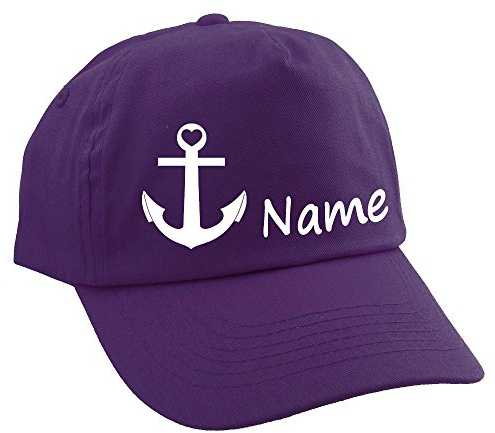 Elefantasie Personalisierte Cap für Kinder Baseball Kappe mit Name oder Wunschwort Bedruckt für Jungen und Mädchen Anker Lila