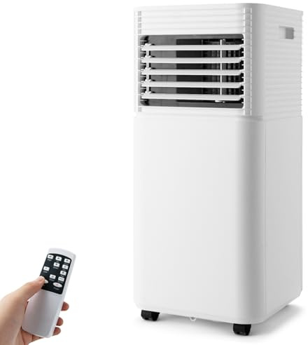 TANGZON 9000BTU Portable Air Conditioner, 4 in 1 Mobile Air Conditioning Unit, Dehumidifier, 2 Speeds Fan with 24H Timer, Sleep Mode, Remote Control, LED Display & Window Kit for Home Office