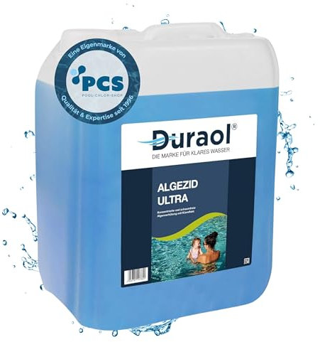 Duraol Algezid Ultra 5L I Schaumfreies Pool Algenmittel I Hochdosierter Algenvernichter Pool I Algizid zur optimalen Pool Reinigung I Pool Wasserpflege mit Klareffekt I Algenmittel für Pool