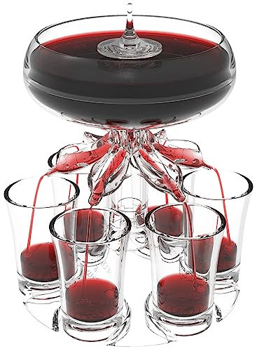 Dispensador de Vasos de chupito de acrílico, dispensador de 6 Vasos de chupito y Soporte para Bebidas líquidas Divertidas en la Universidad, Camping, Fiestas en casa de 21 cumpleaños White