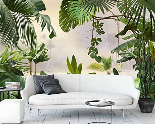 Papier Peint Mural 3D Feuille De Bananier Feuille Tropicale Papier Peint Pour Salon Et Chambre À Coucher Peintures Murales Maison Décoration Murale Photo Murale Déco 400 (largeur) x 280 (hauteur) cm