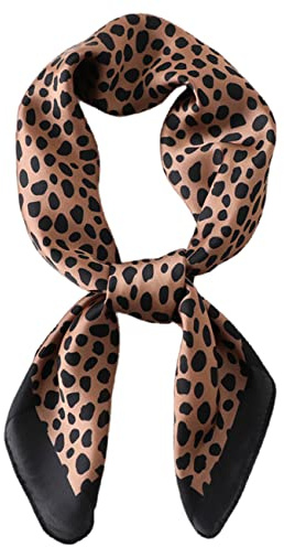 FAIRYGATE Schal Leopardenmuster Damen Seidentuch Damen Chiffon Seide Quadratisch Halstuch Tuch Geschenk DA2814