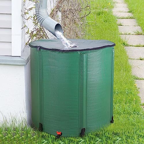 Outvita 200 Gallon Collapsible Rain Barrel, Large Garden Water Storage Tank, Portable Folding Rainwater Collector, Water Catcher with Filter Overflow Kit Faucet Green