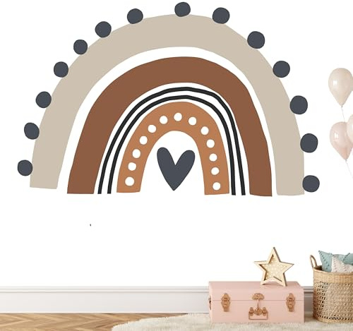 KIDSMOOD - Wandtattoo Kinderzimmer Deko, Wandaufkleber als Dekoration für Babyzimmer, Selbstklebend und rückstandslos Entfernbar, Wandsticker mit Regenbogen Motive für Mädchen und Jungen - 60x44 cm