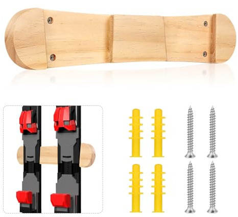 PEUTIER Minimalistischer Holz Skiständer, Snowboard Wandhalterung Snowboard Präsentationsständer Ski Aufbewahrungsständer für Zimmer Garage Skibrett Longboard